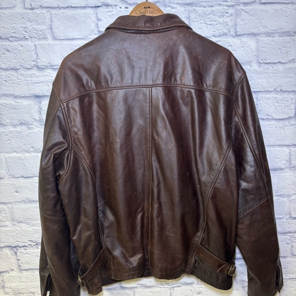 Vintage M. Julian Wilson Heavy Leather Bomber Jacket Dark Brown Distressed XL - Picture 10 of 16